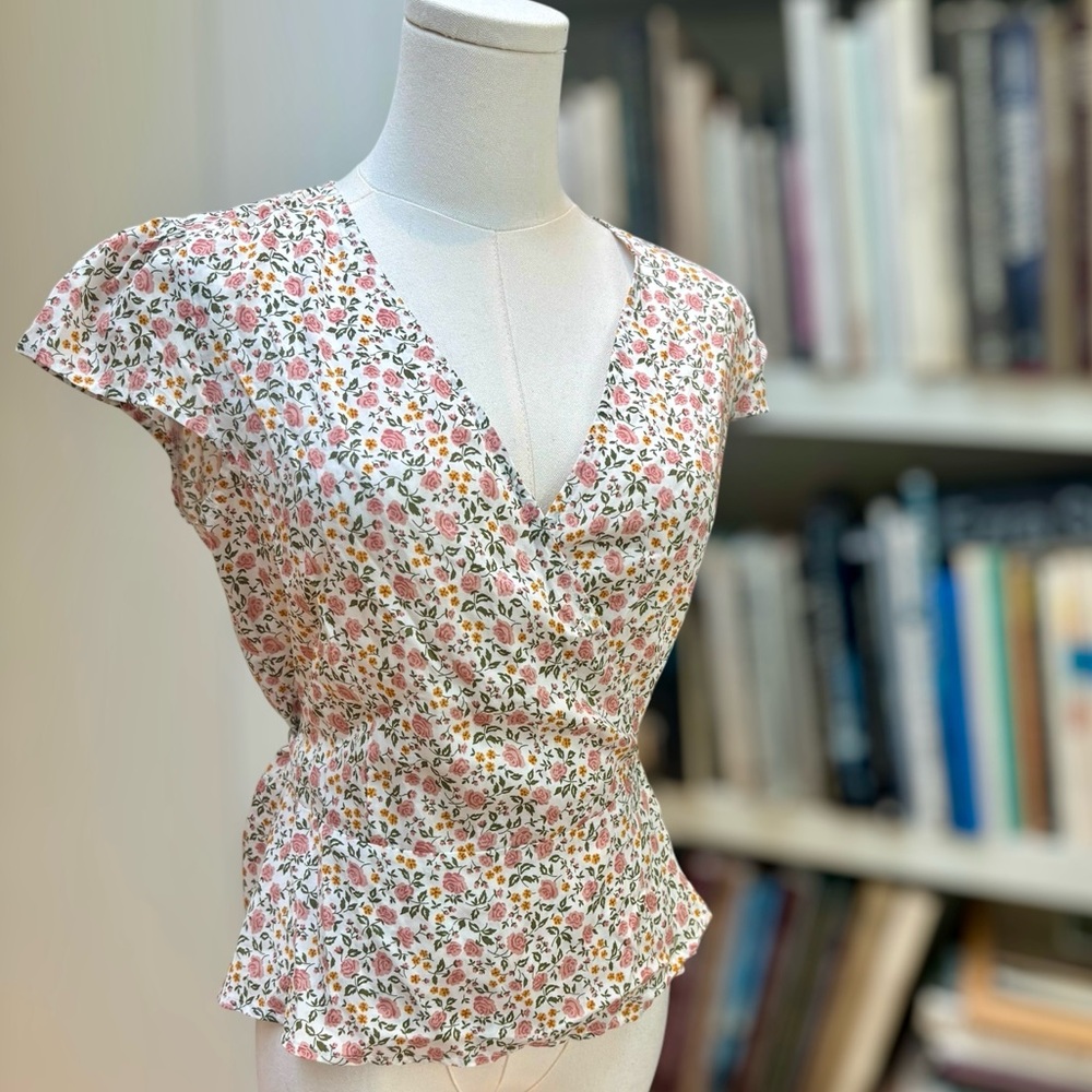 Reformation Floral V-Neck Blouse